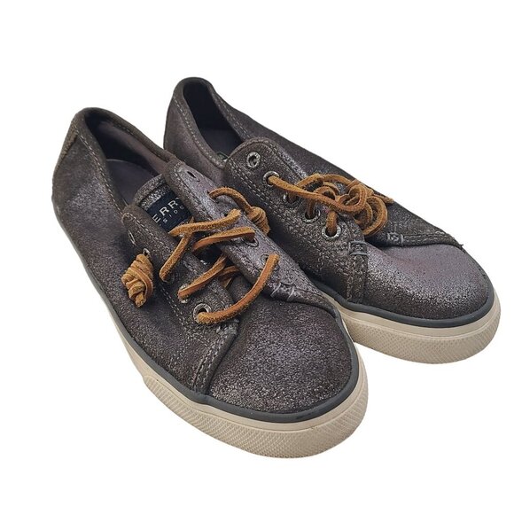 Sperry Women's Seacoast Metallic Fashion Sneaker Gray Size 7 - Picture 1 of 9